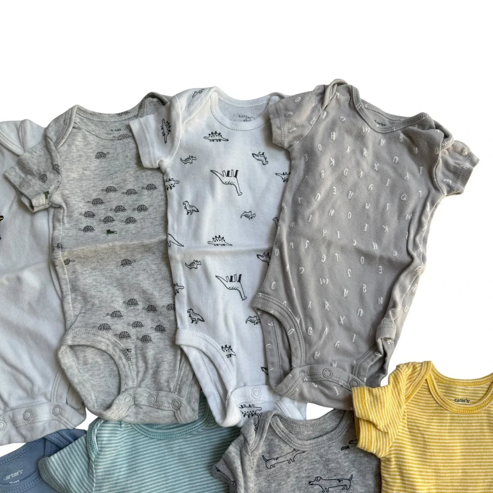 Carters Bodysuit Bundle Lot Baby Boy 0-3 Months Multicolor Animal Striped 11pk